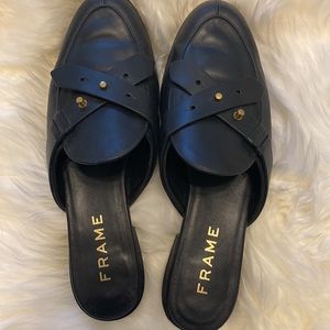FRAME Women's Black Le Sweetzer Leather Loafer Mules